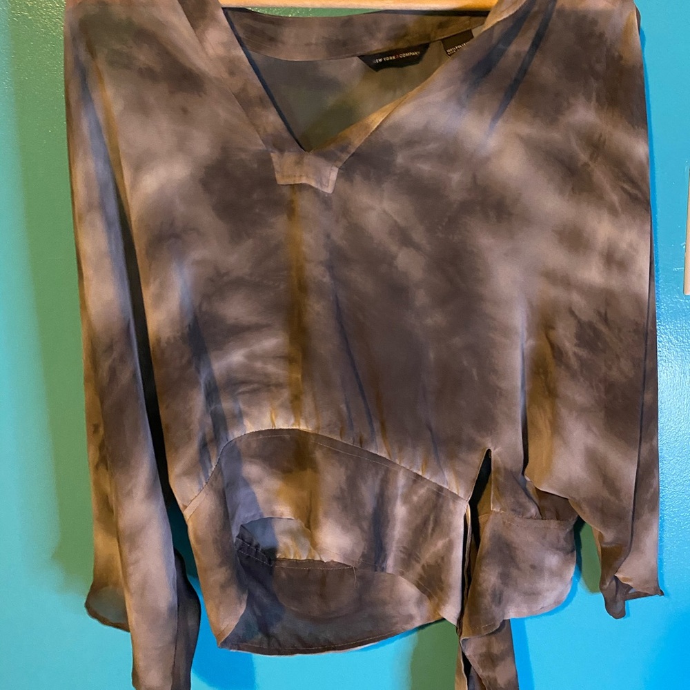 Gray and white blouse